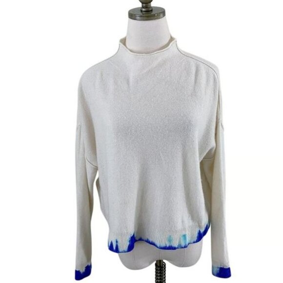 Anthropology Cream Cashmere Sweater with Tye Dye TIpping - Picture 4 of 10